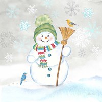 Let it Snow Blue Snowman IV Fine Art Print