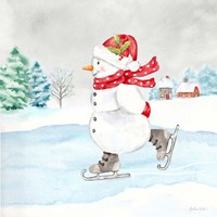 Let it Snow Blue Snowman V Fine Art Print