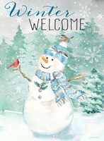 Let it Snow Blue Snowman portrait Fine Art Print