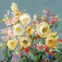 Joy of the Garden Sq I Yellow Fine Art Print