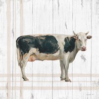 Farm Patchwork V White Wood Fine Art Print