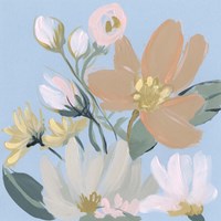 Bouquet on Blue I Framed Print