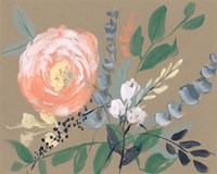 Flowers on Mocha II Fine Art Print