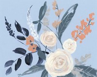 Eucalyptus Bouquet on Blue I Fine Art Print