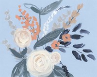 Eucalyptus Bouquet on Blue II Fine Art Print