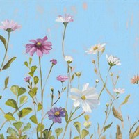 Wild Flowers on Cerulean II Fine Art Print