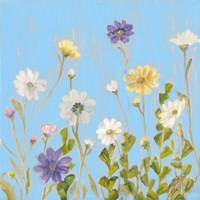 Wild Flowers on Cerulean III Fine Art Print