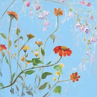 Wild Flowers on Cerulean IV Fine Art Print