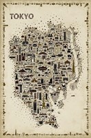 Antique Iconic Cities-Tokyo Fine Art Print