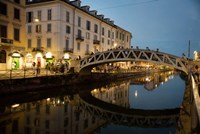 Italy, Lombardy, Milan Historic Naviglio Grande Canal Area Known For Vibrant Nightlife Fine Art Print