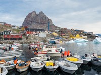 Uummannaq Harbor And Town, Greenland Fine Art Print