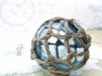 Japanese Glass Fishing Float On Nautical Chart Fine Art Print