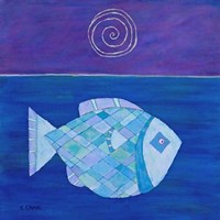 Fish With Spiral Moon Fine Art Print