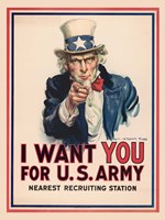 Uncle Sam, I Want You for the U.S. Army, 1917 Fine Art Print