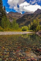 Mcdonald Creek With Garden Wall In Early Autumn In Glacier National Park, Montana Fine Art Print