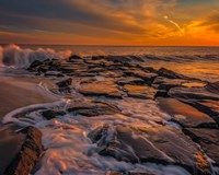 New Jersey, Cape May, Sunset On Ocean Shore Fine Art Print