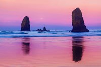 Oregon, Bandon Sunrise On Beach Sea Stacks Fine Art Print