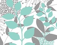 Teal Foliage Floral III Fine Art Print