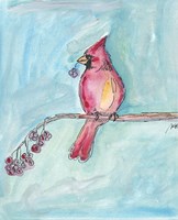 Cardinal on a Branch Fine Art Print