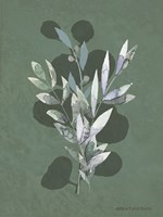 Watercolor Greenery Series Dark I Fine Art Print