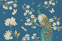Ornate Peacock II Blue Fine Art Print