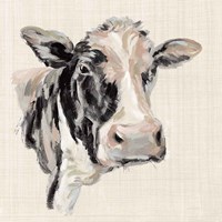 Expressionistic Cow I Neutral Linen Fine Art Print