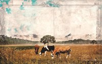 Vintage Grazing Cattle Fine Art Print