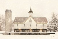 Christmas Star Barn with Lights Fine Art Print