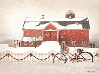 Christmas Barn and Bike Fine Art Print
