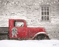 Christmas Truck with Plaid Bow Fine Art Print