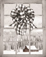Christmas Barn with Bow Fine Art Print