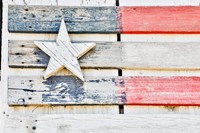 Flag On Side Of Old Wooden Shed, Benge, Washington State Fine Art Print