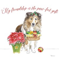 Holiday Paws III on White Fine Art Print