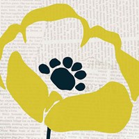 Pop Art Floral III Yellow Newsprint Framed Print