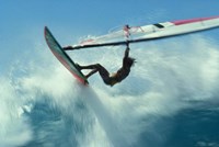 Windsurfer Jumping Over Wave Fine Art Print