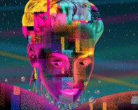 Glitch Style 80's Lady Fantasy Fine Art Print