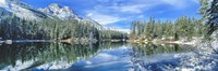 Snow Covered Mountain And Trees Reflected In Lake, Grand Tetons, Wyoming Fine Art Print