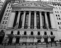 New York Stock Exchange Exerior With US Flags Fine Art Print