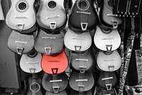 Colorful Guitars At A Market Stall, Olvera Street, Downtown Los Angeles Fine Art Print