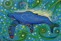 Humpback Swimming with Yellow Bubbles Fine Art Print