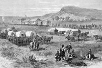 Railroad Building On Great Plains Of America Fine Art Print