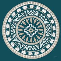 Lovely Llamas Mandala II Blue Green Fine Art Print