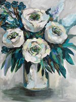 White Roses Bouquet Fine Art Print