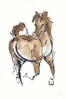 Sketchy Horse V Navy Fine Art Print