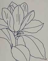 Magnolia Line Drawing v2 Gray Crop Framed Print