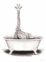 Giraffe in Tub Framed Print