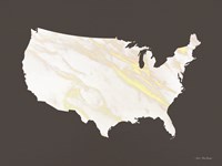 Marble Gold USA Map Fine Art Print