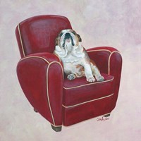 Bulldog on Red Fine Art Print