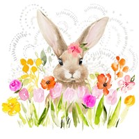April Flowers & Bunny I Fine Art Print