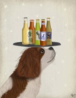 King Charles Spaniel Brown White Beer Lover Fine Art Print